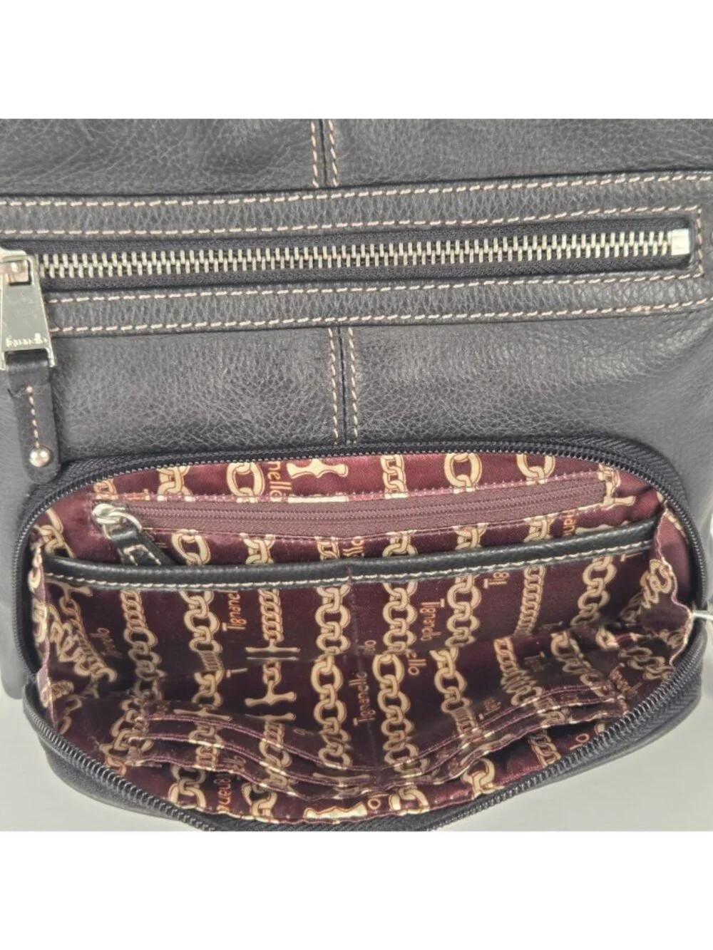 Tignanello Multi Pocket Organizer Crosssbody Bag Black Leather 10